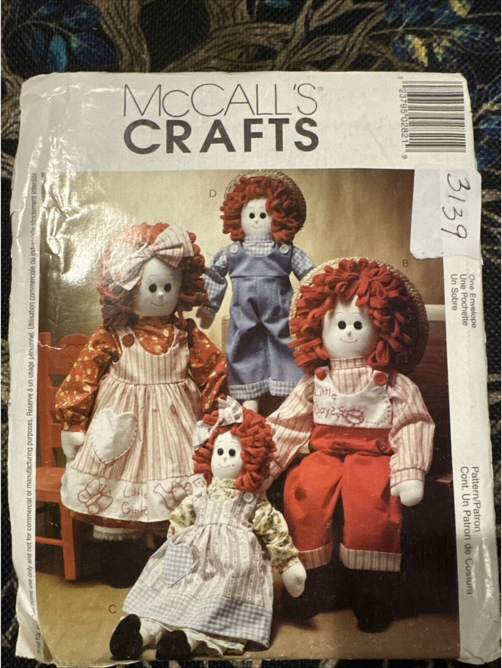 Rag Doll with clothes 16” and 22” Pattern, McCall’s 3139, UNCUT vintage c2001